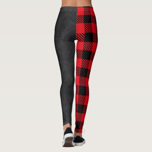 Zwart zwart, rood en zwart, Denemarken Leggings (Achterkant)