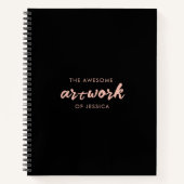 Zwart & zwart Roze Kunstboek Notitieboek (Voorkant)