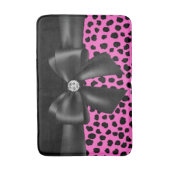 Zwart zwart-roze luipaard afdrukken zwart-wit badmat (Voorkant Verticaal)