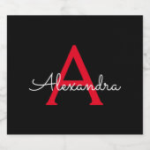 Zwart zwart script meisjesmonogram naam bier etiket (Enkel label)