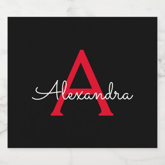 Zwart zwart script meisjesmonogram naam bier etiket (Enkel label)