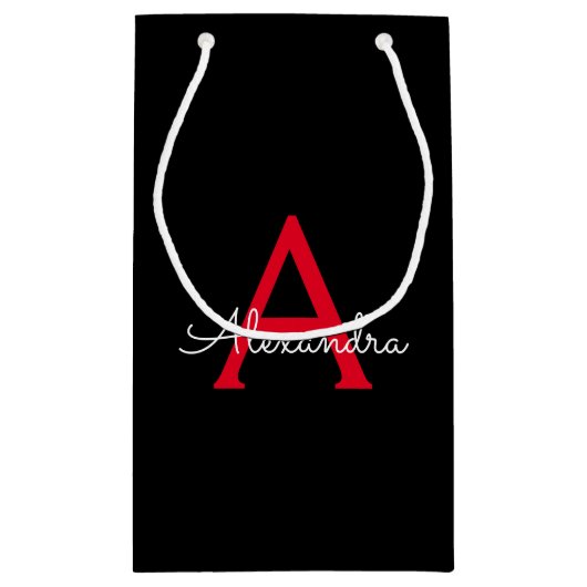 Zwart zwart script meisjesmonogram naam klein cadeauzakje (Achterkant)