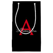 Zwart zwart script meisjesmonogram naam klein cadeauzakje (Voorkant)