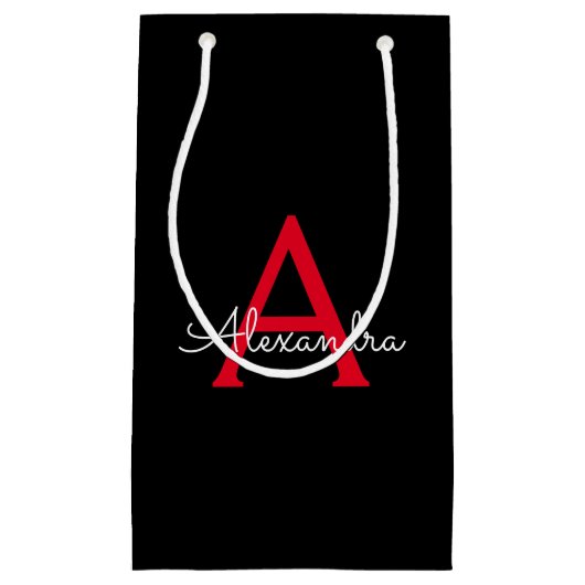 Zwart zwart script meisjesmonogram naam klein cadeauzakje (Voorkant)