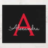 Zwart zwart script meisjesmonogram naam likeurfles etiket (Enkel label)