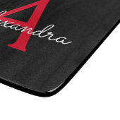 Zwart zwart script meisjesmonogram naam snijplank (Hoek)