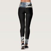 Zwart/Zwart Wit Abstract Taille Enkelrand Leggings (Achterkant)