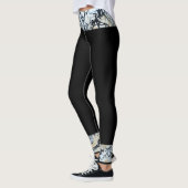 Zwart/Zwart Wit Abstract Taille Enkelrand Leggings (Links)