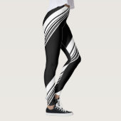 Zwart zwart wit modern patroon dik leggings (Rechts)