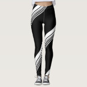 Zwart zwart wit modern patroon dik leggings (Voorkant)