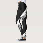 Zwart zwart wit modern patroon dik leggings (Links)
