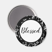 Zwart zwart, wit, modern script Christelijk Magneet (Voorkant / Achterkant)