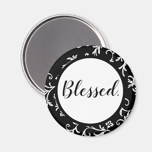 Zwart zwart, wit, modern script Christelijk Magneet (Voorkant / Achterkant)