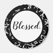 Zwart zwart, wit, modern script Christelijk Magneet (Voorkant)