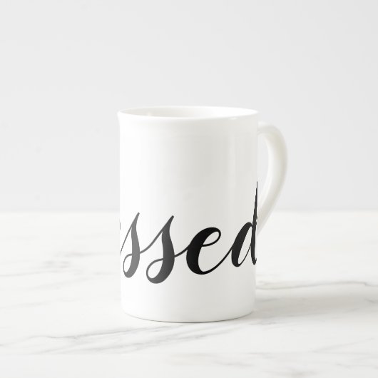 Zwart zwart, wit, modern script Christelijk Porselein Kop (Voorkant rechts)