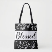 Zwart zwart-wit, modern script, Christelijk Tote Bag (Voorkant)