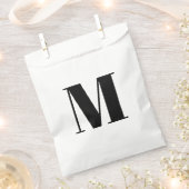 Zwart zwart-wit monogram initiaal aanpassen bedankzakje (Geknipt)