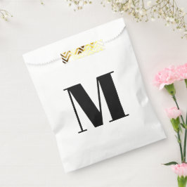 Zwart zwart-wit monogram initiaal aanpassen bedankzakje