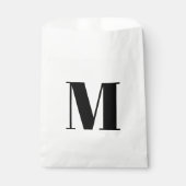Zwart zwart-wit monogram initiaal aanpassen bedankzakje (Voorkant)