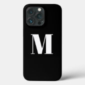 Zwart zwart-wit monogram initiaal aanpassen Case-Mate iPhone case (Achterkant)