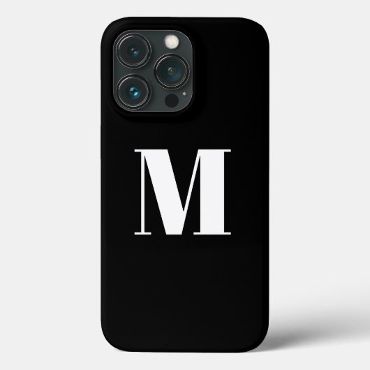 Zwart zwart-wit monogram initiaal aanpassen Case-Mate iPhone case (Achterkant)