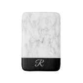 Zwart zwart-wit monogram Initiaal Badmat (Voorkant Verticaal)