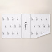 Zwart zwart-witmonogram model naamscript badhanddoek (Badhanddoek)