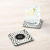 Zwart zwart-witte cheetah pratonmonogram bier onderzetter (Rechterzijde)