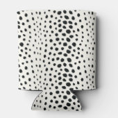 Zwart zwart-witte cheetah pratonmonogram blikjeskoeler (Achterkant)