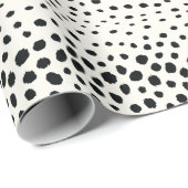 Zwart zwart-witte cheetah pratonmonogram cadeaupapier (Rol Hoek)
