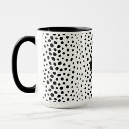 Zwart zwart-witte cheetah pratonmonogram mok