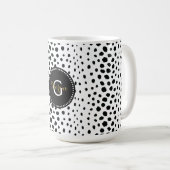 Zwart zwart-witte cheetah pratonmonogram mok (Voorkant rechts)