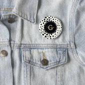 Zwart zwart-witte cheetah pratonmonogram ronde button 5,7 cm (In situ)