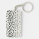 Zwart zwart-witte cheetah pratonmonogram sleutelhanger (achterkant)