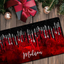 Zwart zwart zilverglitter druppelt monogram