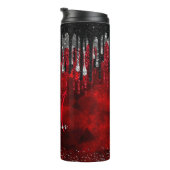 Zwart zwart zilverglitter druppelt monogram thermosbeker (Geroteerd rechts)