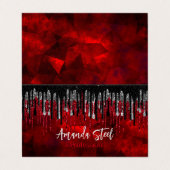 Zwart zwart zilverglitter druppelt monogram visitekaartje (Buitenkant ongevouwen)