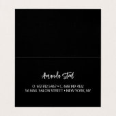 Zwart zwart zilverglitter druppelt monogram visitekaartje (Binnenkant ongevouwen)