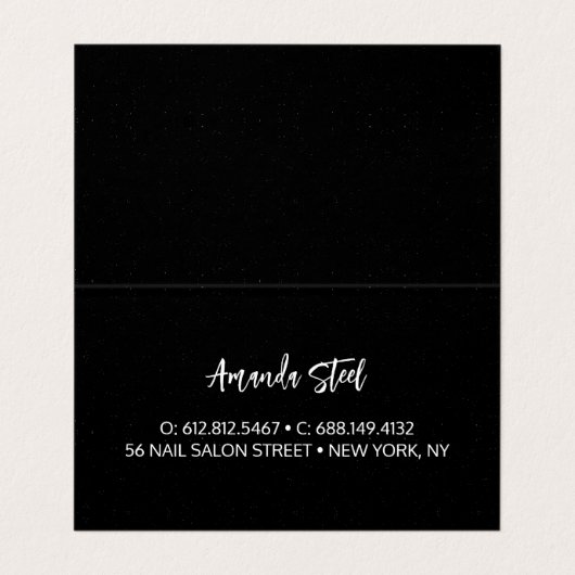 Zwart zwart zilverglitter druppelt monogram visitekaartje (Binnenkant ongevouwen)