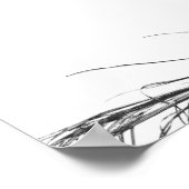 Zwart zwart zwart-wit palmbladeren poster (Hoek)