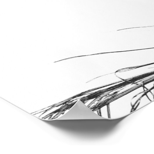 Zwart zwart zwart-wit palmbladeren poster (Hoek)