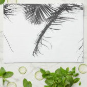 Zwart zwart zwart-wit palmbladeren theedoek (Gevouwen)