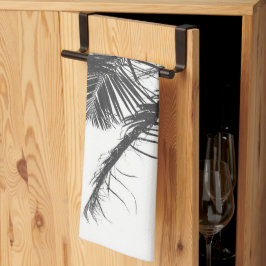 Zwart zwart zwart-wit palmbladeren theedoek