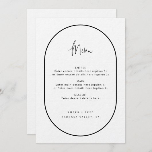 Zwart zwart, zwart, zwart, menu met dubbele boog (Voorkant / Achterkant)