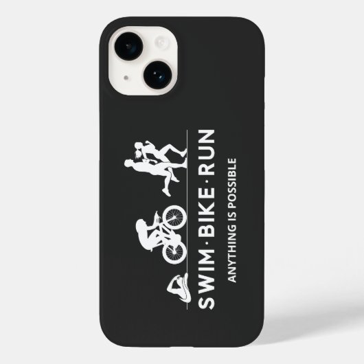 Zwart · Zwemfiets Run Triathlon Icon Series Case-Mate iPhone Case (Achterkant)