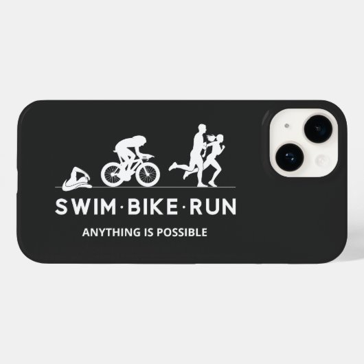 Zwart · Zwemfiets Run Triathlon Icon Series Case-Mate iPhone Case (Achterkant (horizontaal))