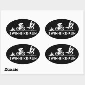 Zwart · Zwemfiets Run Triathlon Icon Series Ovale Sticker (Vel)