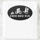 Zwart · Zwemfiets Run Triathlon Icon Series Ovale Sticker (Tas)
