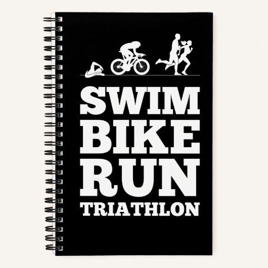 Zwart · Zwemfiets Run Triathlon Motivatie Notitieboek (Voorkant)