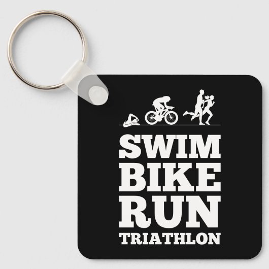 Zwart · Zwemfiets Run Triathlon Motivatie Sleutelhanger (Voorkant)